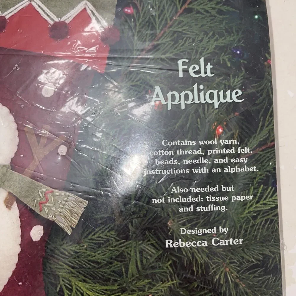 Felt Christmas Stocking Kit Feltworks 8137 Snowman Cheer Dimensions Applique NEW